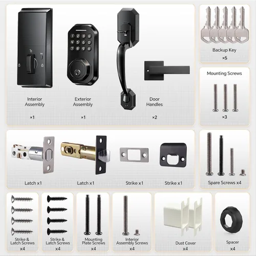 Vista 8 de Ulecoce Cerradura de puerta inteligente WiFi para puerta delantera, cerradura de puerta de entrada sin llave con control de aplicación, juego