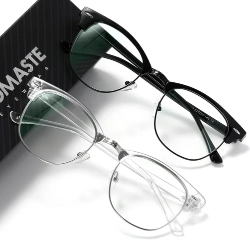 Vista 12 de Blue Light Blocking Glasses Anti Eyestrain Computer Gaming Glasses Vintage Half Frame UV Clear Lens for Women Men