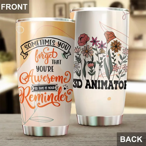 Vista 3 de Sometimes You Forget You're Awesome - Vaso de acero inoxidable de 20 onzas, regalos de oficina, mujeres, hombres, amigos de trabajo, compañeros