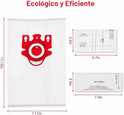 Vista 5 de Hongfa Bolsas para aspiradora Miele tipo FJM, 15 paquetes AirClean 3D Efficiency Bolsa de polvo compatible con aspiradora Miele Compact C2 Compact