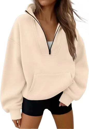 Vista 19 de Trendy Queen - Sudaderas con medio cierrey capucha de gran tamaño, comoda, extragrande, para otoño, Y2K, ropa de invierno, 2024 Gris