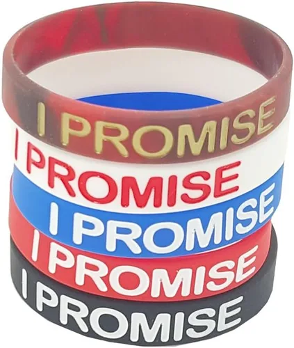 Vista 2 de NewSilkRoad I Promise - Pulsera deportiva de silicona, 5 unidades de colores surtidos