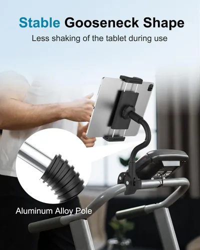 Vista 4 de Soporte para tablet para silla de ruedas, cochecito, bicicleta giratoria, cinta de correr, soporte de micrófono, barco/abrazadera de manillar