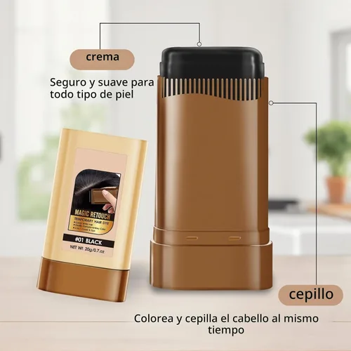Vista 5 de Barra de color para el cabello, tinte para cabello gris, impermeable y resistente al sudor, cobertura uniforme y efectiva, fácil de usar, fórmula