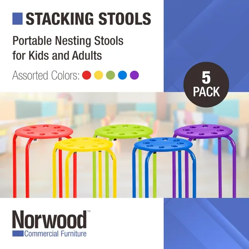 Vista 4 de Norwood Muebles Comerciales Taburetes Apilables para Niños y Adultos, 17.75" Altura Estándar Taburetes Portátiles Anidables de Oficina y Aula