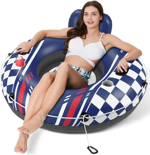 Vista 13 de Jasonwell Flotador inflable de tubo de río, flotador de río resistente, flotadores de piscina para lago, tubos de agua de primera calidad