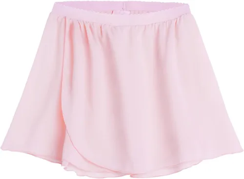 Vista 7 de Falda de Danza de Ballet para Niñas de 3 a 12 Años, Brillante, de Ponerse/Envolvente, Ropa de Danza de Gasa, Rosa, Negro, Blanco, Morado Negro