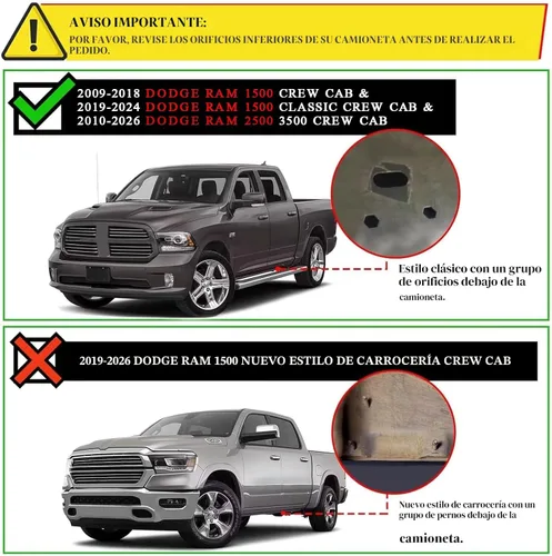 Vista 3 de COMNOVA - Estribos de 6 pulgadas para Dodge Ram 1500 Crew Cab 2009-2018 (incluido el modelo clásico 2019+), Ram 2500 3500 10-26, estribos y Negro
