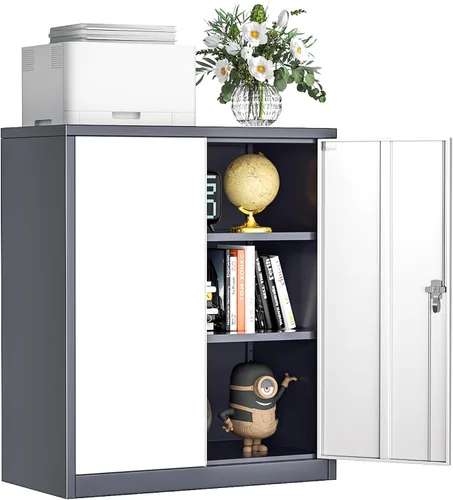 Vista 21 de INTERGREAT Gabinete de almacenamiento de metal con puertas con cerradura, gabinetes de almacenamiento de acero con cerradura con 2 puertas y Negro