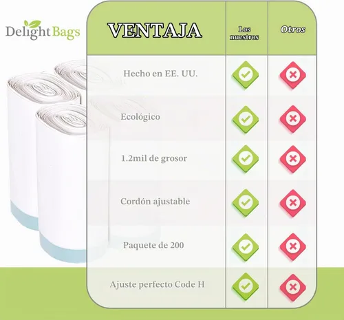 Vista 6 de Bolsas de basura compatibles con Simplehuman Code H, 200 unidades, ecológicas, con cordón blanco, fabricadas en los Estados Unidos con un 70%