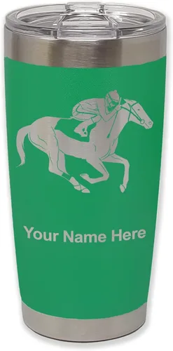 Vista 7 de LaserGram Vaso aislado al vacío de 20 onzas, carreras de caballos, grabado personalizado incluido (negro)