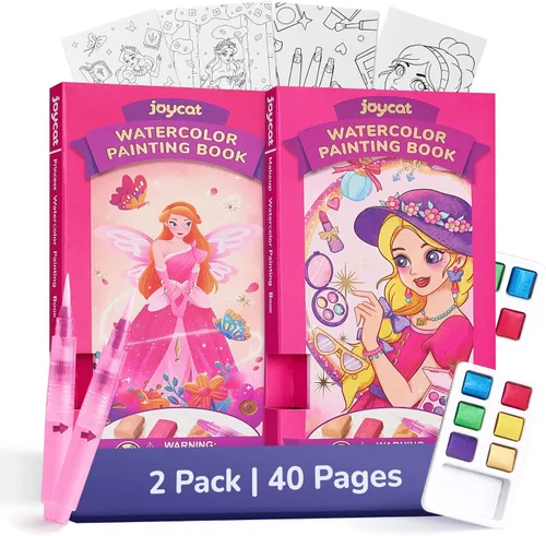 Vista 14 de JoyCat Paquete de 2 libros de pintura de bolsillo con agua para colorear para niños, juego de juguetes de actividades de arte y manualidades, kit