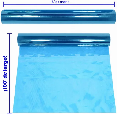 Vista 2 de AnapoliZ Rollo de celofán azul 100 pies de largo x 16 pulgadas de ancho 2.3 mil de grosor azul transparente Regalos, cestas, golosinas, papel
