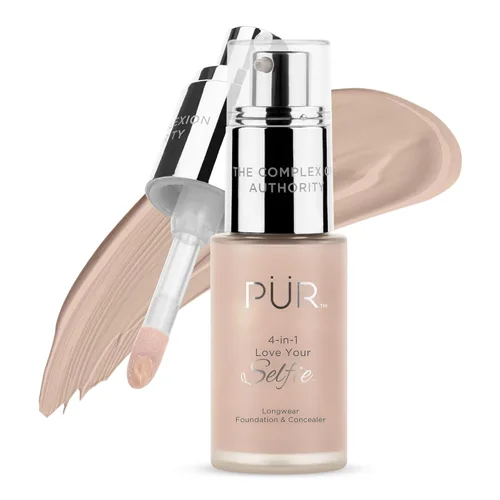 Vista 41 de PÜR MINERALS 4-in-1 Love Your Selfie Foundation & Concealer - Longwear Medium-to-Full Coverage Liquid Makeup Foundation with Hydrating Blend for
