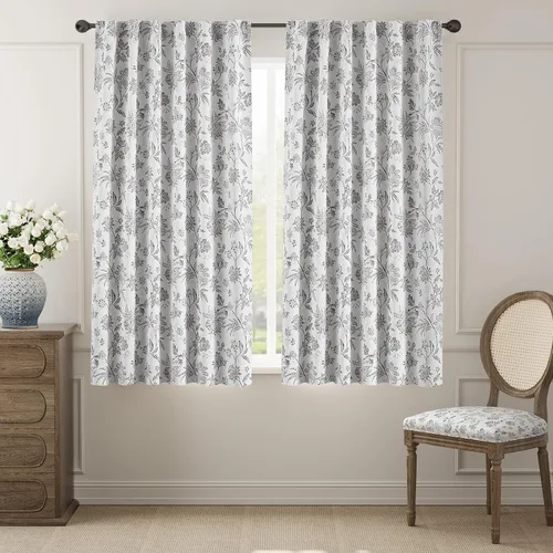 Vista 27 de jinchan Cortinas Opacas Florales para Dormitorio, 63 Pulgadas de Largo Cortinas Opacas con Estampado de Flores, Estilo Campo Francés con Pestañas