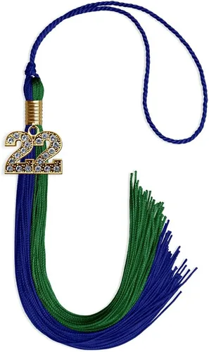 Vista 85 de Endea Graduation Borla de doble color con dije dorado (negro/oro brillante, 2022)