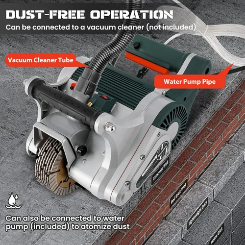 Vista 6 de Huanyu Cazador de pared eléctrico 1 vez Moldeo de pared Máquina de corte de ranura de pared Vistamiento infrarrojo 4800W Ancho de corte 1.575 in