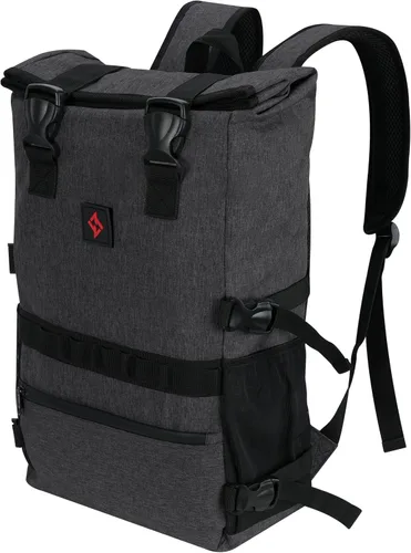 Vista 2 de zazzy Mochila con candado, mochila de viaje, mochila de viaje para hombres y mujeres, Negro expandible, Mochila
