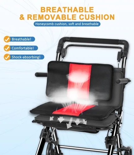 Vista 6 de Sillas de ruedas para adultos, silla de ruedas de transporte, sillas plegables ligeras con frenos de mano, sillas de ruedas portátiles de viaje