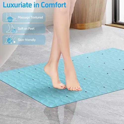 Vista 4 de WRISIN Tapete antideslizante para bañera y ducha, tapete de goma natural con 241 ventosas, tapete de seguridad suave para baño, patrón único