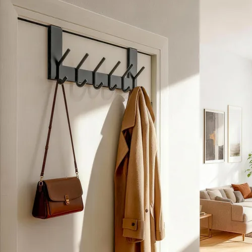 Vista 2 de WEBI Ganchos para Puerta Colgadores de Puerta: Toallero Sobre la Puerta con 6 Ganchos para Colgar, Colgador de Toallas Perchero de Puerta Colgador