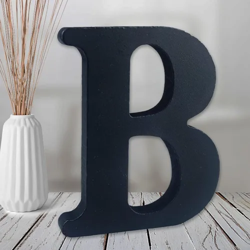 Vista 9 de AOCEAN Letras de madera negra de 6 pulgadas Letras de madera sin terminar para decoración de pared Letras decorativas de pie Rebanadas Tablero
