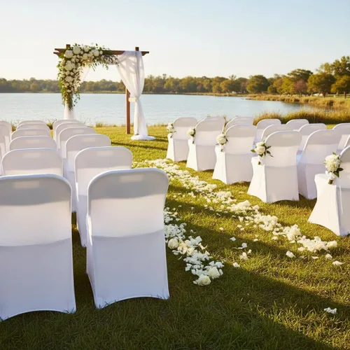 Vista 8 de Funda plegable de elastano para sillas, protectores elásticos para sillas para eventos de bodas y fiestas (1, blanco)