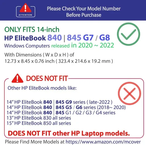 Vista 5 de mCover Funda solo compatible con HP EliteBook 840 G7 / G8 (Intel CPU) de 14 pulgadas 2020 ~ 2022 EliteBook 845 G7 / G8 (CPU AMD) Series Windows
