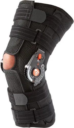 Vista 5 de Breg Rodillera Recover, larga, malla de aire, espalda abierta, envolvente (XS) Long airmesh hinged knee support that eases LCL, knee sprain