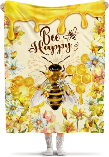 Vista 22 de Manta de franela ligera de abeja, regalos para niñas y mujeres en todas las estaciones, manta para cama, sofá, 30 x 40 pulgadas, para bebé/mascotas