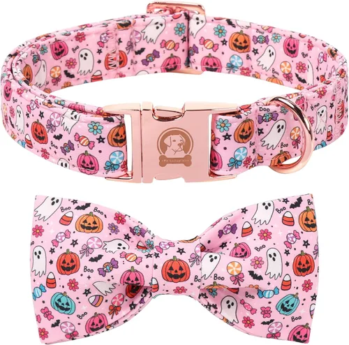 Vista 17 de MR. CHUBBYFACE - Collar de perro de San Valentín con corbatín, lindo collar de perro con corazón azul con hebilla de metal, collar de algodón
