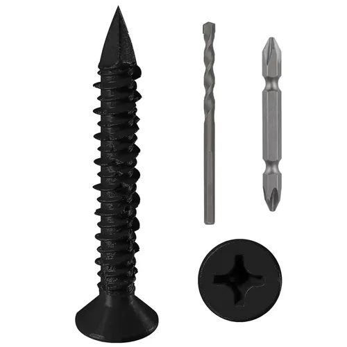 Vista 10 de Wensilon 49 piezas) Kit de ancla de tornillo para hormigón de 1/4" con cabeza plana azul para anclar a mampostería, bloque o ladrillo estuco