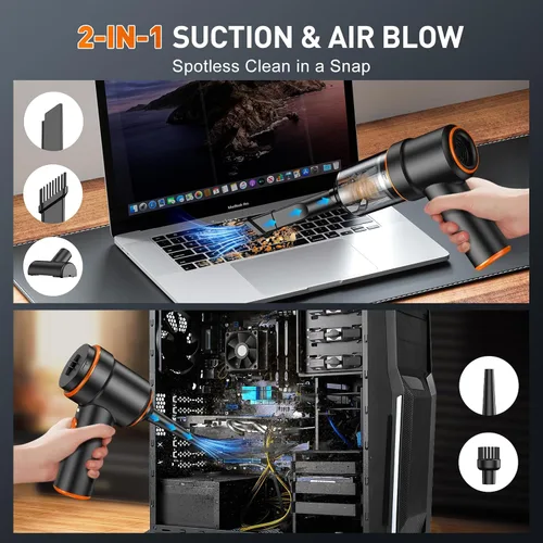 Vista 2 de KMM Aspiradora de Mano para Coche, Aspiradora de 9000PA & Extractor de Polvo, Aspiradora de 120W de Alta Potencia Portátil Inalámbrica, Aspiradora