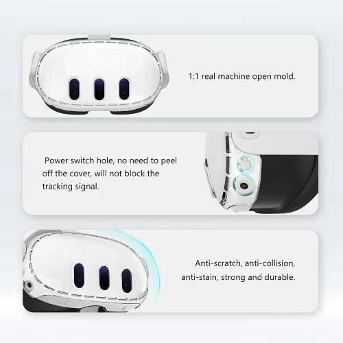 Vista 5 de AZURAOKEY Protective Shell Cover for Oculus Quest 3 for VR Headset and Camera Lens Protector Set, Protector Cover Anti-Collision Breathable for Meta