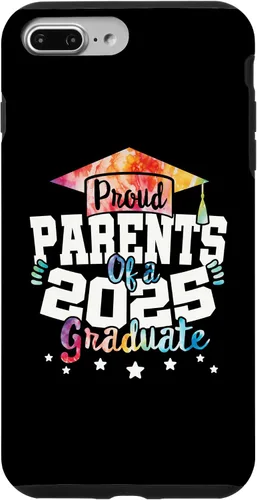 Vista 9 de iPhone 15 Parents of a 2025 Graduate Tie Dye Class Senior Graduation Case