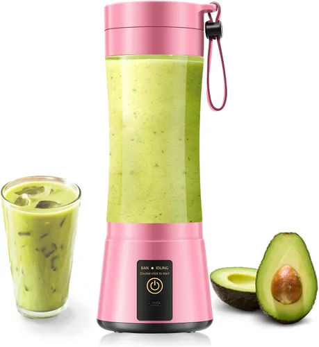 Vista 10 de Licuadora portátil para batidos y batidos, licuadora inalámbrica de tamaño personal con 6 cuchillas, vaso de jugo de 12.8 fl oz, ligera, recién