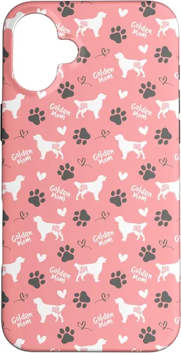 Vista 23 de Golden Retriever - Carcasa para iPhone 17, diseño de mamá y perro, diseño floral, color rosa