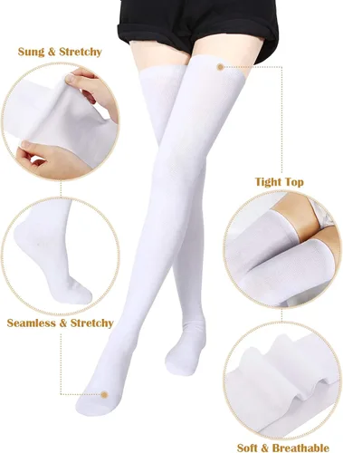 Vista 2 de SATINIOR Extra Long Socks Thigh High Cotton Socks Extra Long Knee Boot Stockings for Women