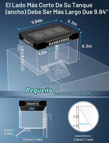 Vista 2 de GOZILLA Plataforma ajustable para tomar tortugas, 9.8 x 6.3 x 6.3 pulgadas, cubierta de tortuga acrílica y muelle, plataforma colgante