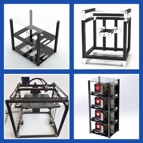Vista 5 de Extrusión de aluminio con ranura en V 2020 para piezas de impresora 3D y CNC DIY negro 500mmX4