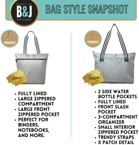 Vista 6 de Brooke & Jess Designs Sports Mom - Bolsa grande con cremallera y bolsillos para mujer