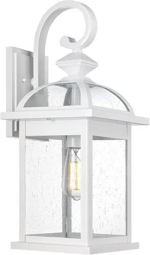 Vista 13 de Darkaway Accesorios de iluminación exterior para montaje en pared, aplique de pared al aire libre con vidrio sembrado, impermeable, accesorio