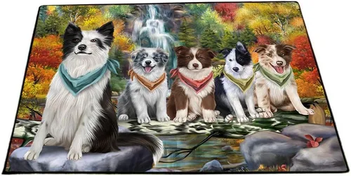 Vista 40 de Doggie of the Day Border Collie Dogs Floor Mat - 4th of July Independence Day - Best Dog Doormat - Protector Decor - Unique Portrait Art - Premium