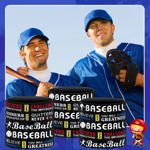 Vista 6 de Deekin 36 pulseras de silicona motivacionales de béisbol, regalos de fiesta de béisbol, premios deportivos, suministros de fiesta de cumpleaños