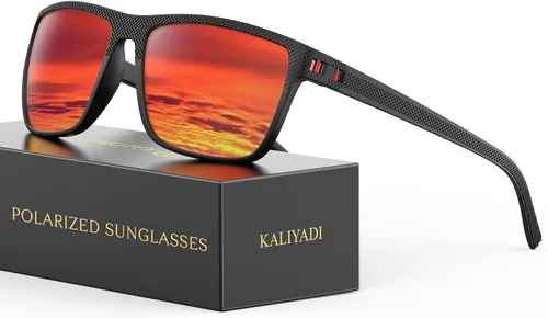 Vista 67 de KALIYADI Gafas de sol polarizadas para hombre, gafas de sol ligeras con protección UV para conducir, pescar y jugar golf (3 unidades) Negro