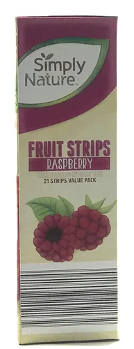 Vista 3 de Simply Nature Tiras de frutas sin OMG paquete económico de 21 tiras de frambuesa