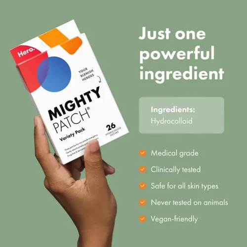 Vista 3 de Mighty Patch™ Paquete variado de Hero Cosmetics – Parches hidrocoloides para espinillas para el acné para cubrir zits e imperfecciones, calcomanías