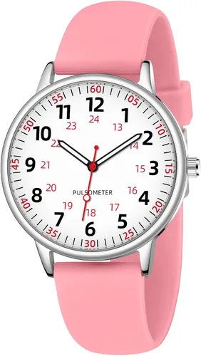 Vista 9 de Reloj de enfermera para mujer, resistente al agua, analógico, de silicona, con segundero, reloj de enfermería
