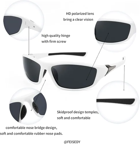 Vista 6 de FEISEDY Gafas de sol deportivas polarizadas clásicas para hombre conducción nocturna lentes amarillas ciclismo pesca conducción B2674