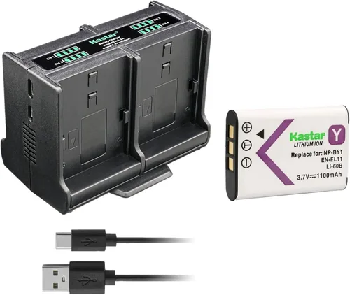 Vista 9 de Kastar Cargador de batería cuádruple compatible con batería Ricoh DB-80 DB80, cargador BJ-8 BJ8, cámara digital Ricoh R50, batería Sanyo DB-L70